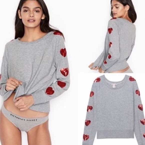 Victoria's Secret Sweatpants Set with Red Heart Sequins - Picture 9 of 9